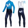 Tenue Maillot M/L + Collant à Bretelles 2019 Movistar Team Hiver Thermal Fleece N001